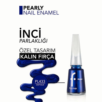 Flormar Pearly Intensely Pigmented and Pearl Reflection Nail Polish 433 Deep Blue
