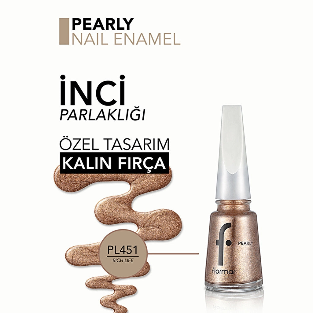 Flormar Pearly Intense Pigmented and Pearl Reflection Nail Polish 451 Rich Life