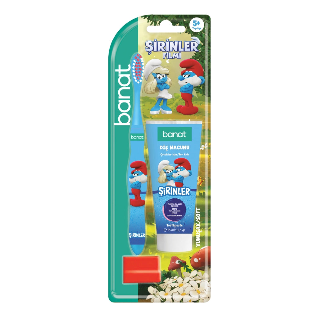 Banat Smurfs Smurfs Licensed Oral Care Set (Toothpaste 25 ml + Toothbrush + Cap) (Assorted)