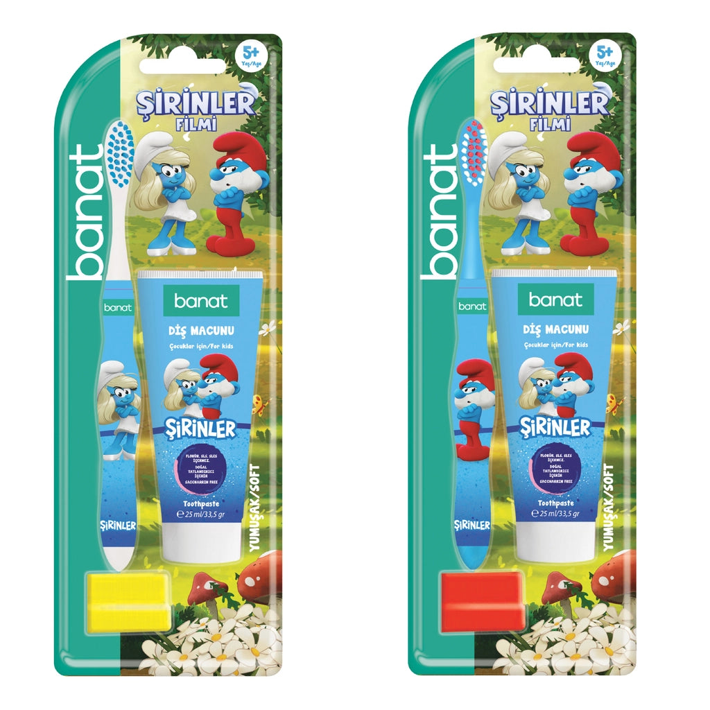 Banat Smurfs Smurfs Licensed Oral Care Set (Toothpaste 25 ml + Toothbrush + Cap) (Assorted)