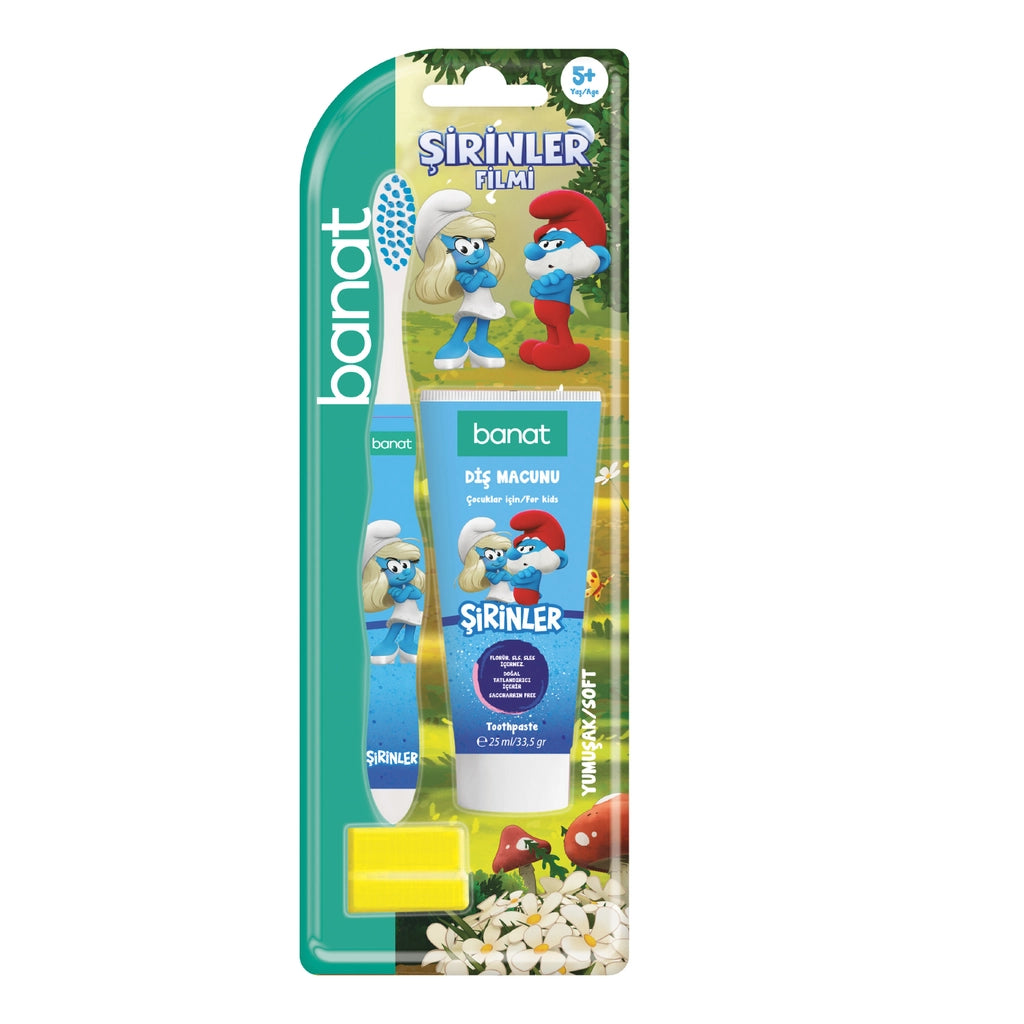 Banat Smurfs Smurfs Licensed Oral Care Set (Toothpaste 25 ml + Toothbrush + Cap) (Assorted)