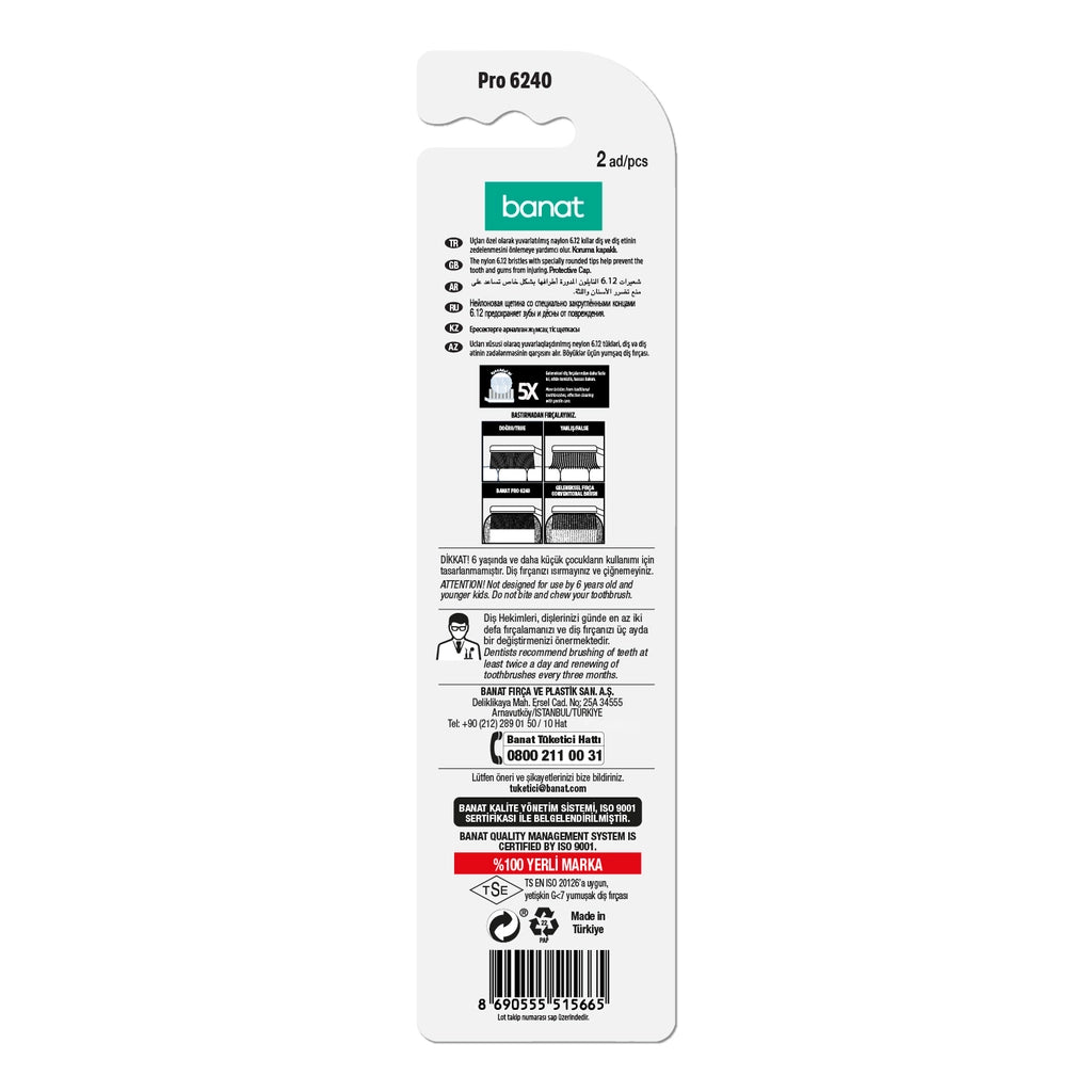 Banat Pro 6240 Toothbrush 1+1 (Soft)
