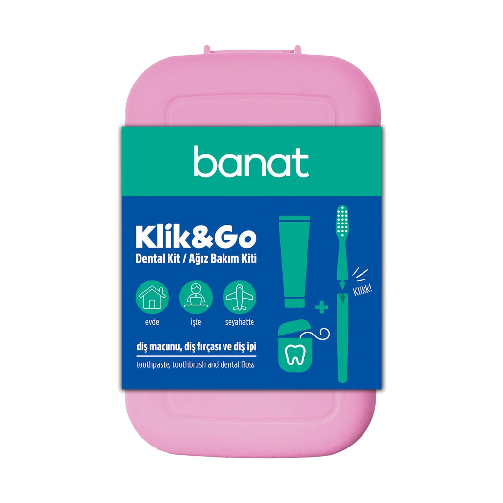 Banat Klick &amp; Go Travel Set Oral Care Kit (Toothpaste 15 ml + Toothbrush + Dental Floss) (Assorted)