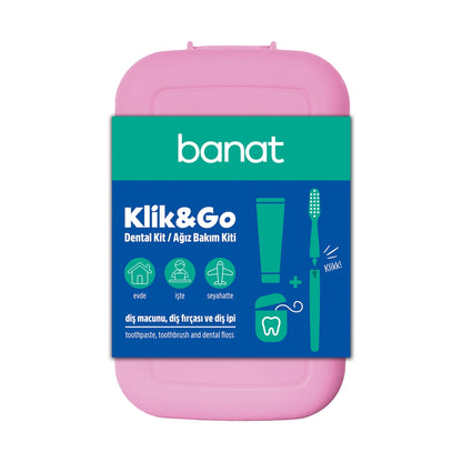 Banat Klick &amp; Go Travel Set Oral Care Kit (Toothpaste 15 ml + Toothbrush + Dental Floss) (Assorted)