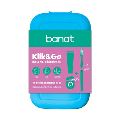 Banat Klick &amp; Go Travel Set Oral Care Kit (Toothpaste 15 ml + Toothbrush + Dental Floss) (Assorted)