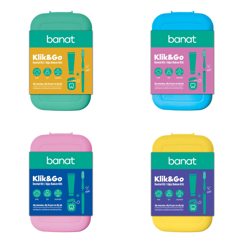 Banat Klick &amp; Go Travel Set Oral Care Kit (Toothpaste 15 ml + Toothbrush + Dental Floss) (Assorted)