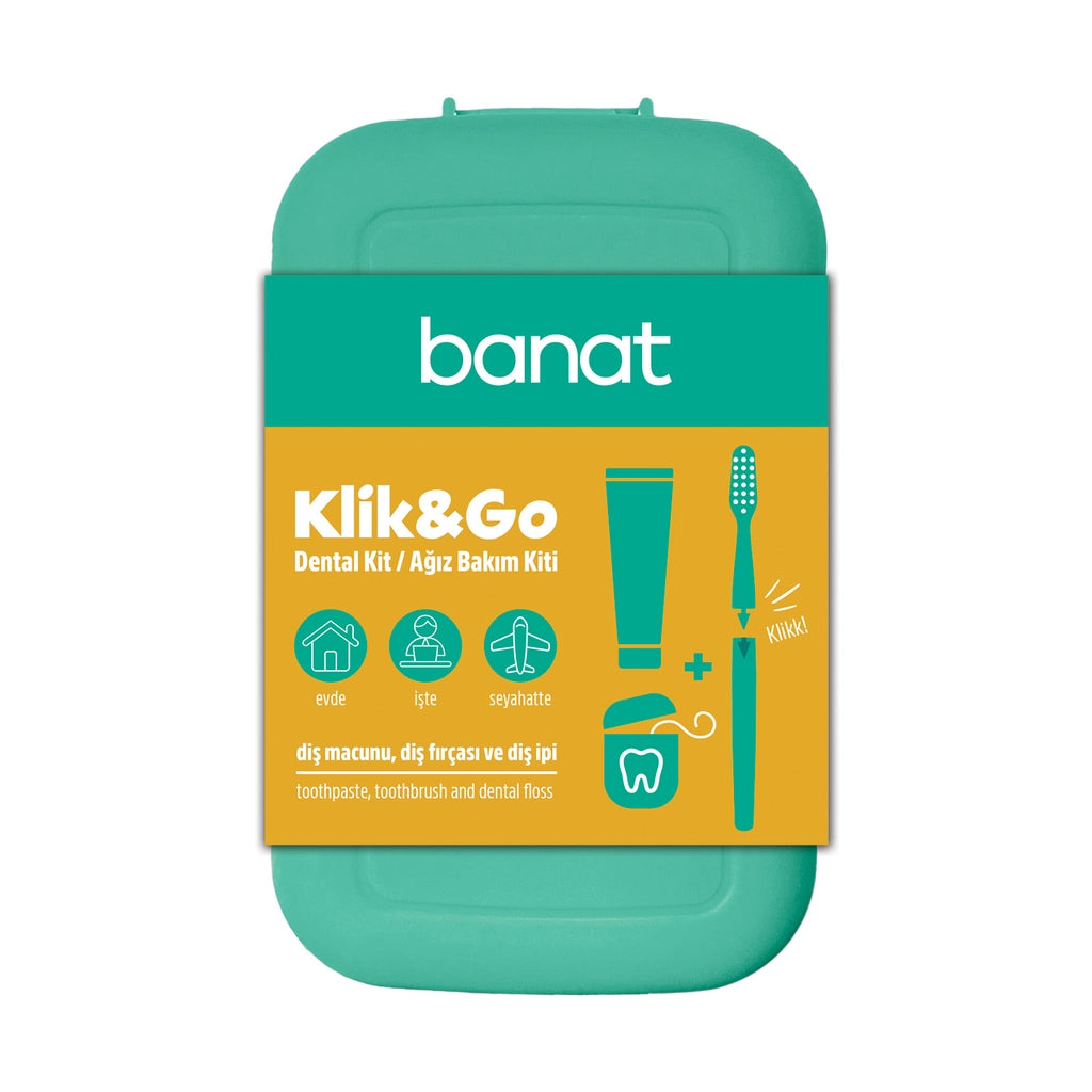 Banat Klick &amp; Go Travel Set Oral Care Kit (Toothpaste 15 ml + Toothbrush + Dental Floss) (Assorted)