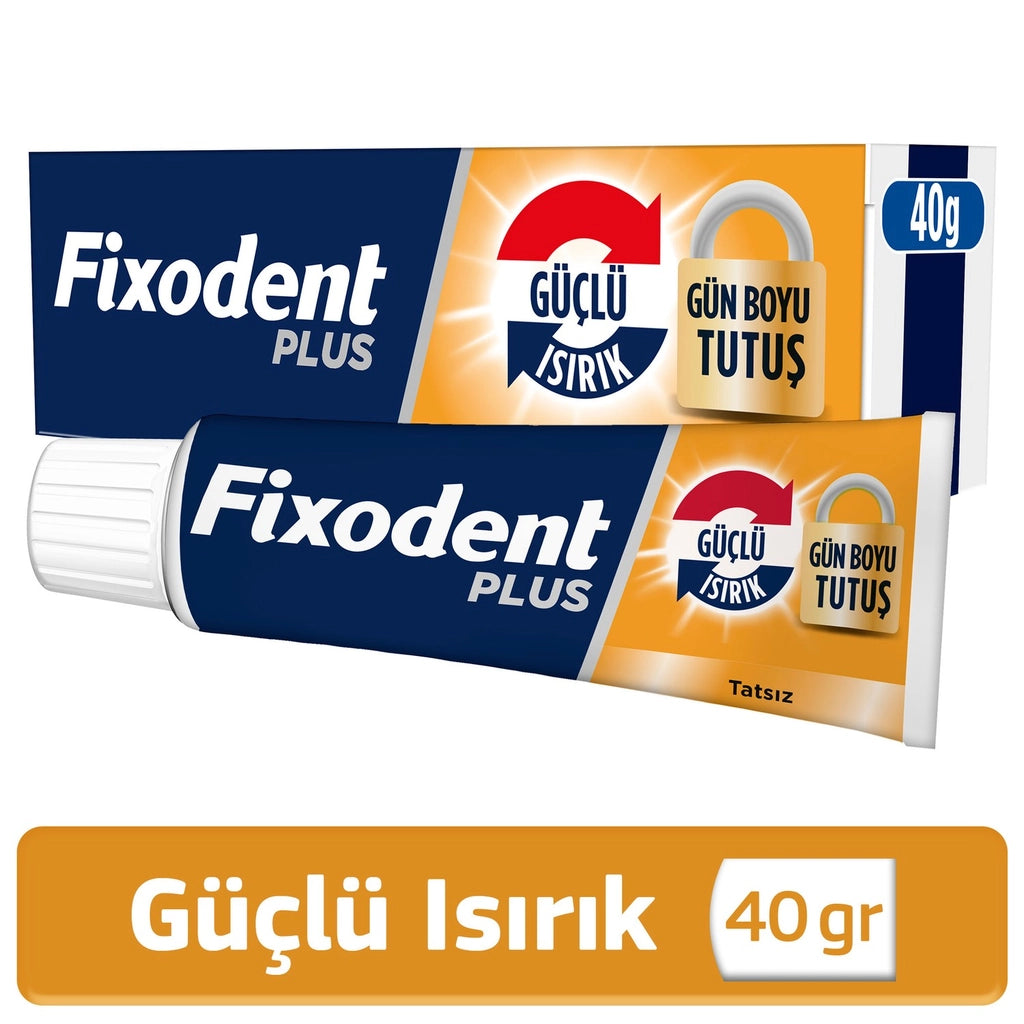 Fixodent Plus Strong Bite Tasteless Full and Partial Denture Adhesive Cream 40 gr