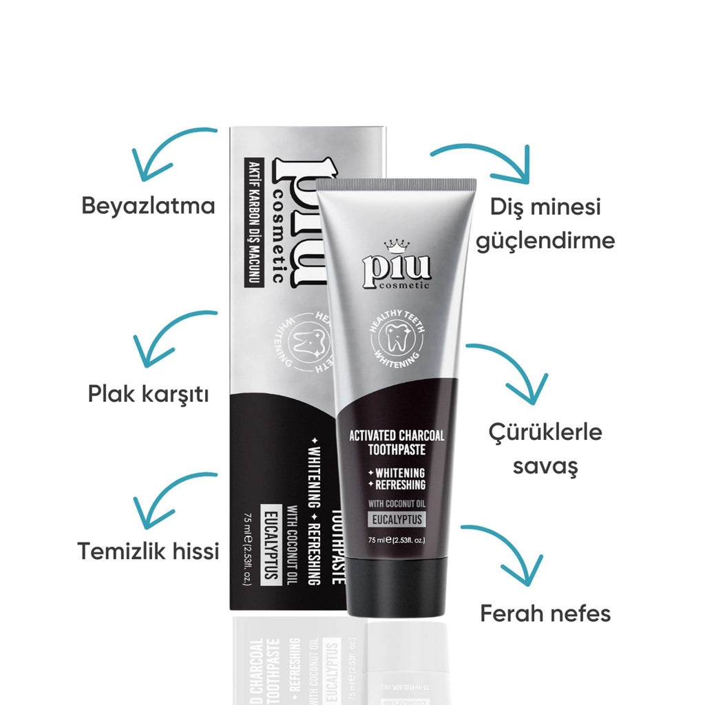 Piu Cosmetic Activated Carbon Teeth Whitening Paste 75 ml