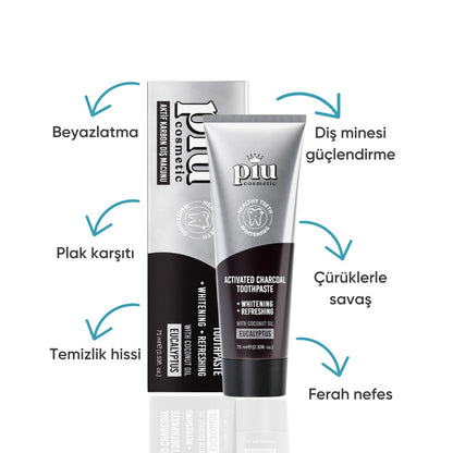 Piu Cosmetic Activated Carbon Teeth Whitening Paste 75 ml