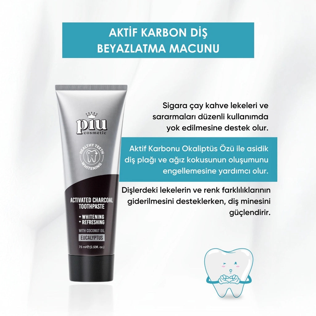 Piu Cosmetic Activated Carbon Teeth Whitening Paste 75 ml