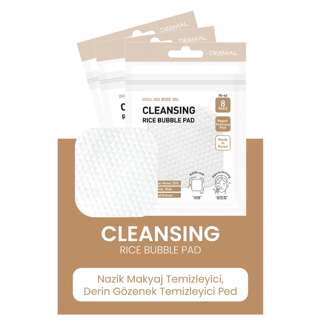 Dermal Cleansing Rice Bubble Pad Rice Extract Facial Pore Cleansing Pad 8 Pieces