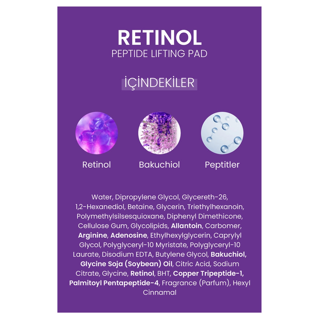 Dermal Retinol Peptide Lifting Pad Elasticity Enhancing Tonic Facial Cleansing Pad 12 Pcs