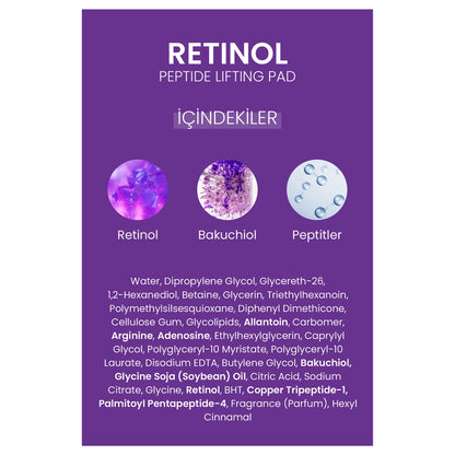 Dermal Retinol Peptide Lifting Pad Elasticity Enhancing Tonic Facial Cleansing Pad 12 Pcs