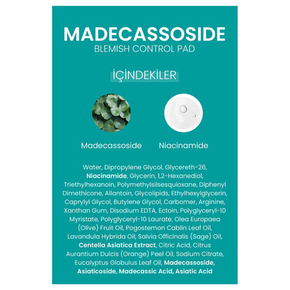 Dermal Madecassoside Blemish Control Pad Anti-Redness Tone Equalizing Pad 12 Pcs