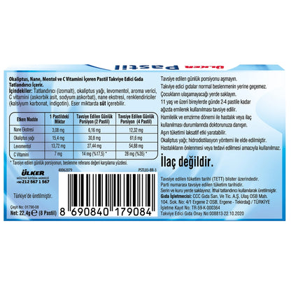 Ülker Lozenge Eucalyptus Menthol Mint 8 Pieces