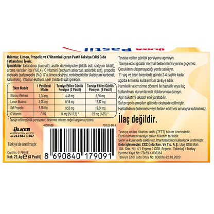 Ülker Lozenge Linden Lemon Propolis 8 Pieces
