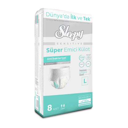 Sleepy Sensitive Antibacterial Super Absorbent Panties Large 8 Pieces