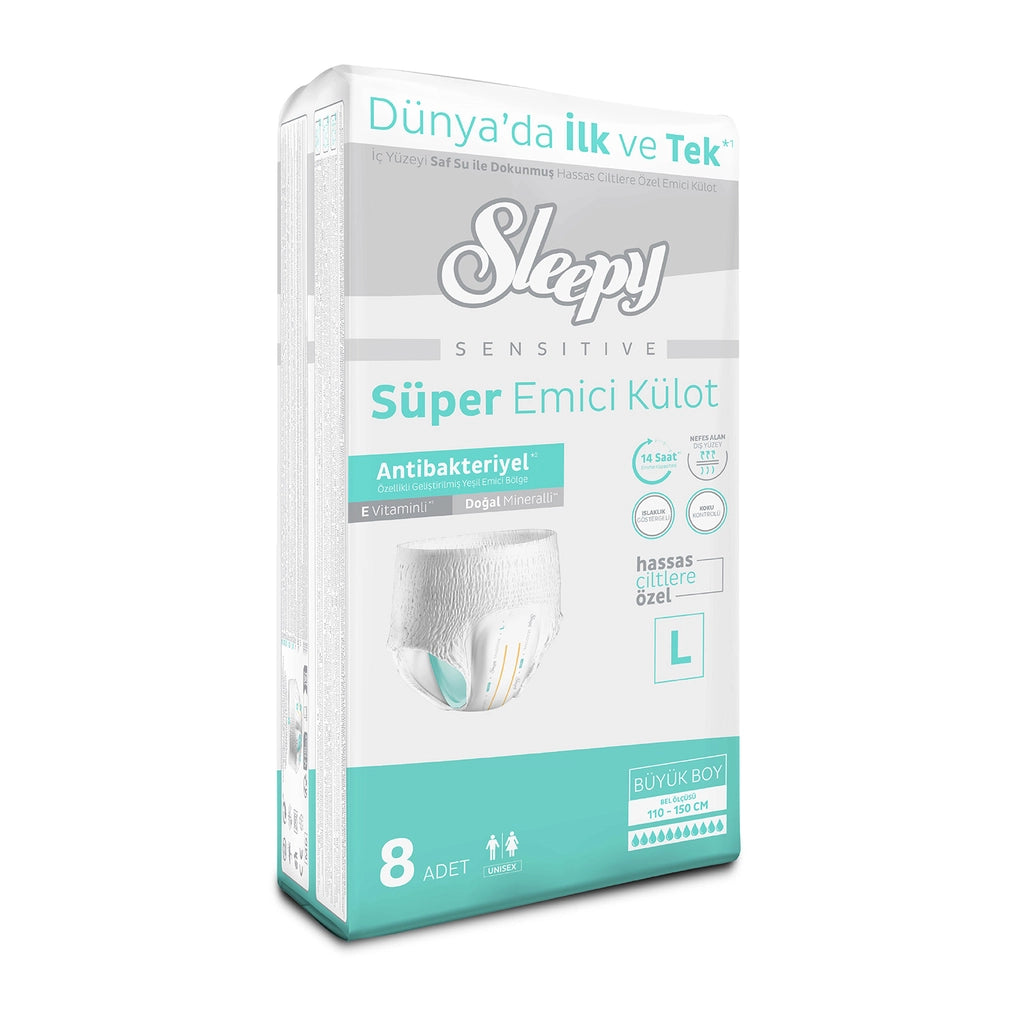 Sleepy Sensitive Antibacterial Super Absorbent Panties Large 8 Pieces