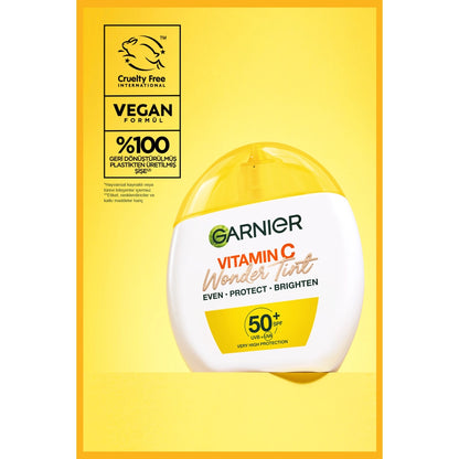 Garnier Vitamin C Wonder Tint 3 Effects in 1 50+SPF Colored Moisturizing Face Sun Cream 40 ml Light Tone