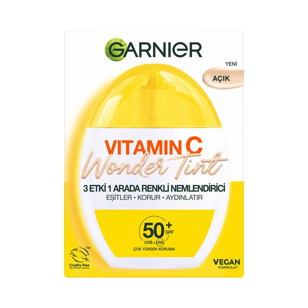 Garnier Vitamin C Wonder Tint 3 Effects in 1 50+SPF Colored Moisturizing Face Sun Cream 40 ml Light Tone