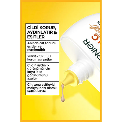 Garnier Vitamin C Wonder Tint 3 Effects in 1 50+SPF Colored Moisturizing Face Sun Cream 40 ml Light Tone