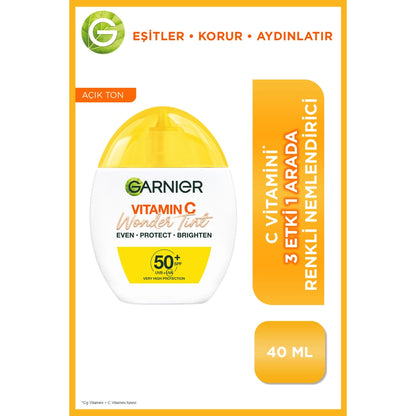 Garnier Vitamin C Wonder Tint 3 Effects in 1 50+SPF Tinted Moisturizing Face Sun Cream 40 ml Medium Tone