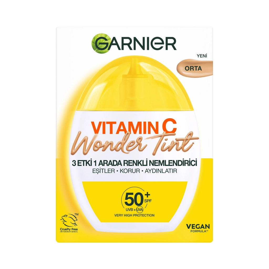 Garnier Vitamin C Wonder Tint 3 Effects in 1 50+SPF Tinted Moisturizing Face Sun Cream 40 ml Medium Tone