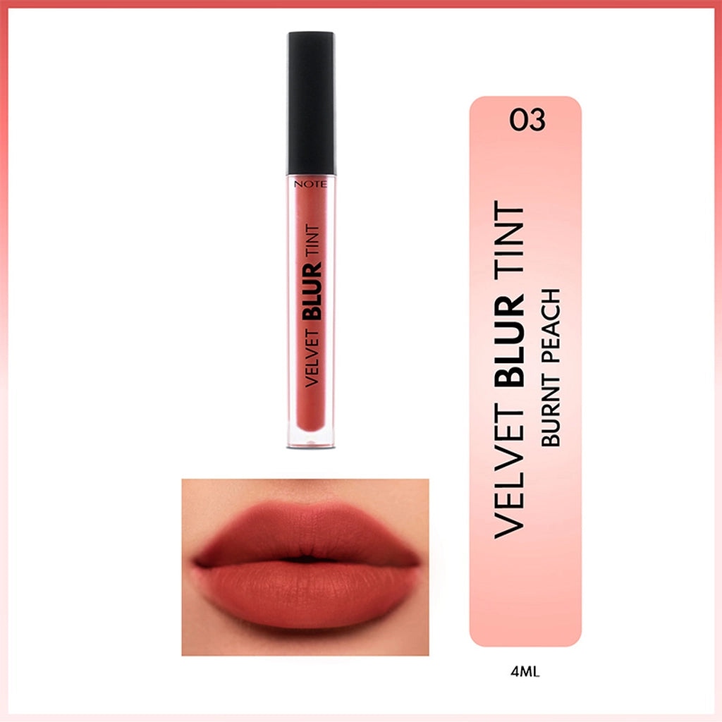 Note Velvet Blur Tint Velvet Finish Moisturizing Matte Lipstick 04 Rust Red
