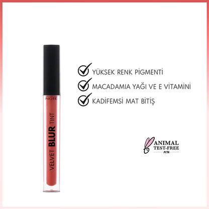 Note Velvet Blur Tint Velvet Finish Moisturizing Matte Lipstick 03 Burnt Peach