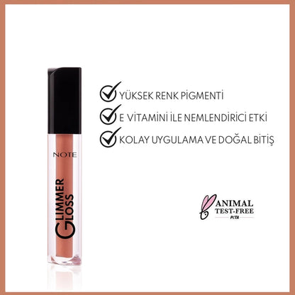 Note Glimmer Gloss Shimmering Moisturizing Lip Gloss 10 Poppy Coral