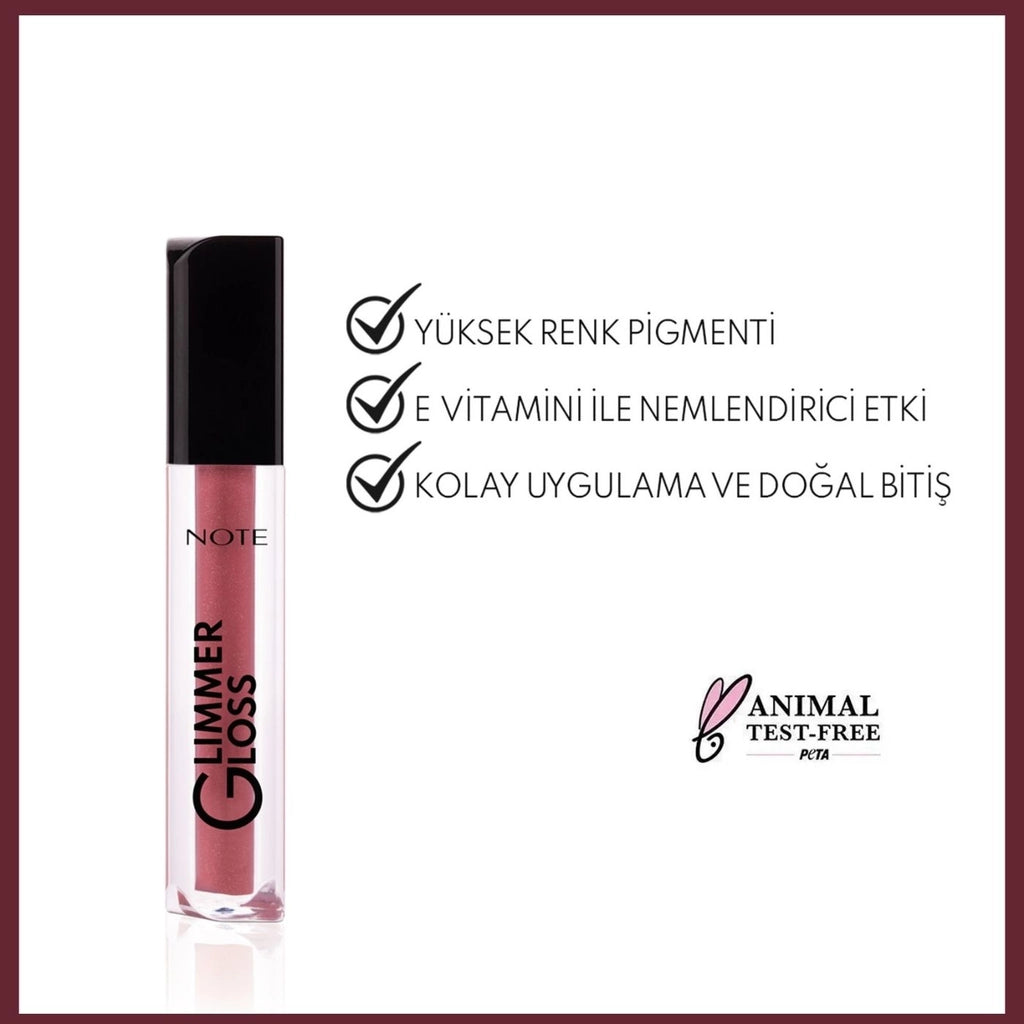 Note Glimmer Gloss Shimmering Moisturizing Lip Gloss 50 Rose Sorbet
