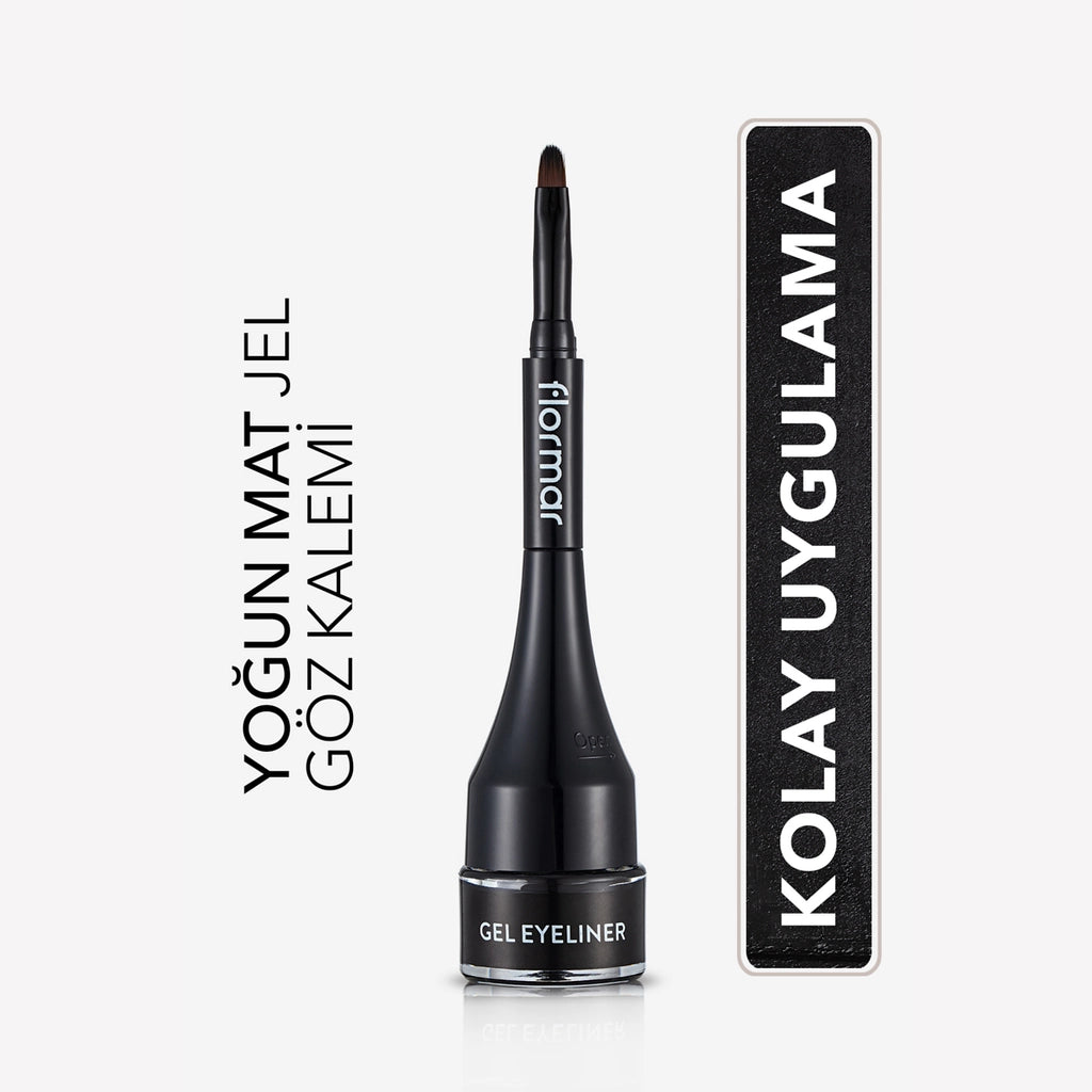 Flormar Intensely Pigmented Matte Finish Self-Brush Gel Eyeliner 001 Black