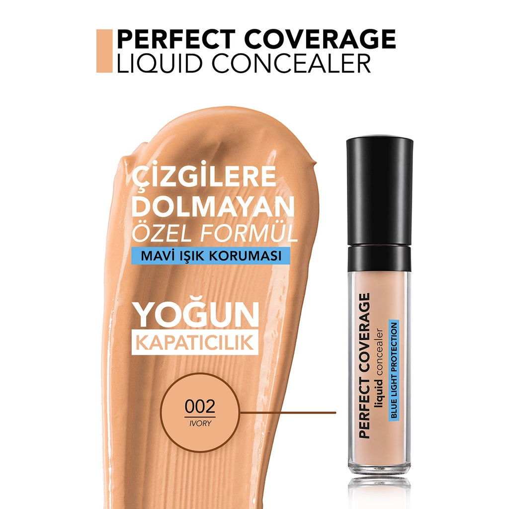 Flormar Perfect Coverage Blue Light Protection Semi-Matte Concealer 002 Ivory