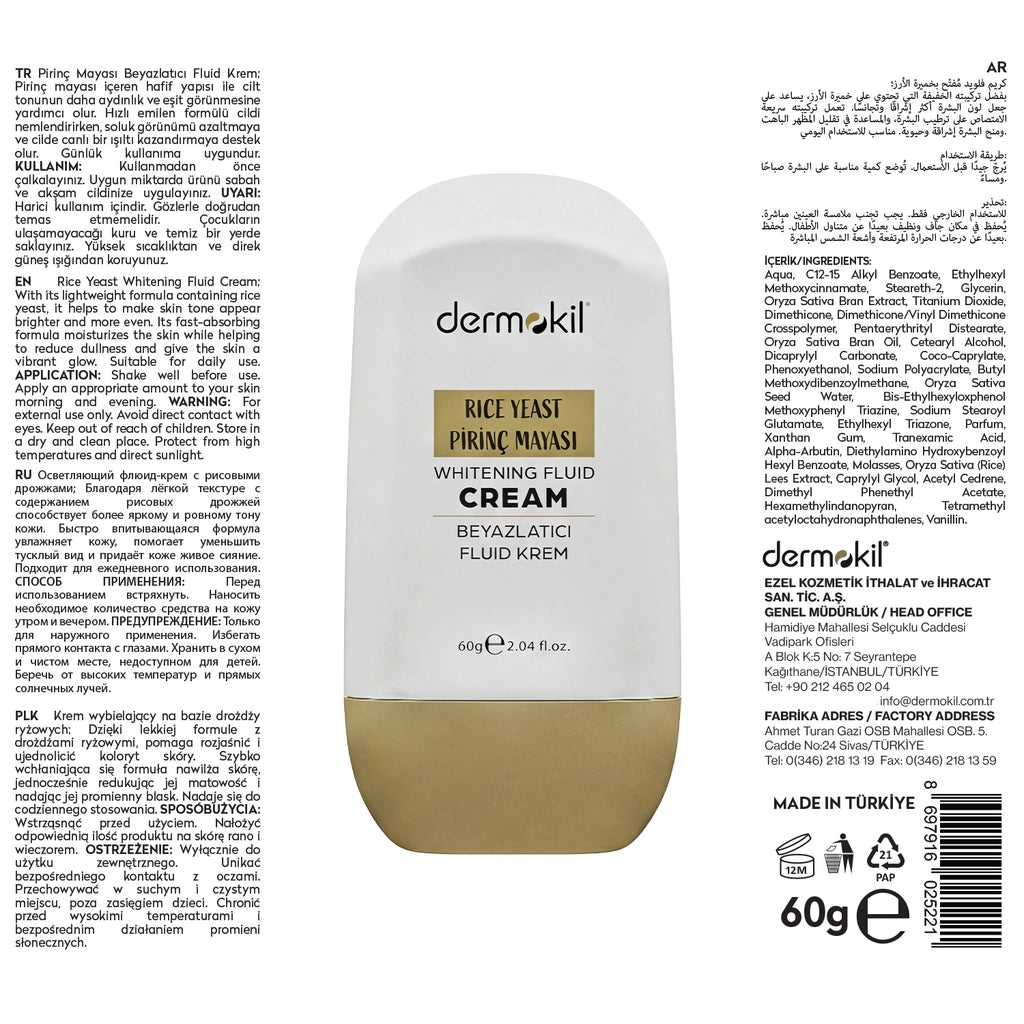 Dermokil Rice Yeast Whitening Fluid Cream 60 gr