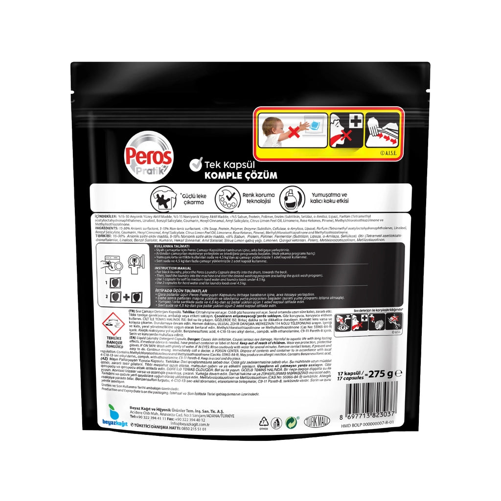 Peros Practical Black Laundry Capsule 17 Pack