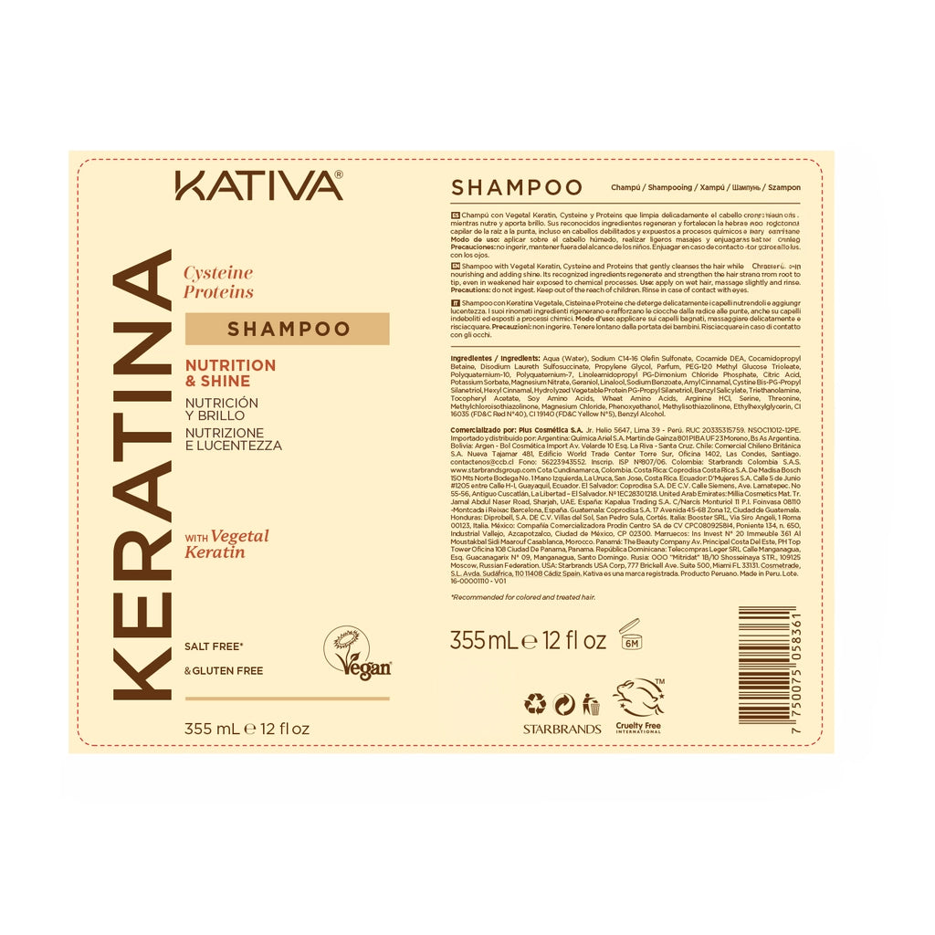 Kativa Keratin Vegan Shampoo 355 ml