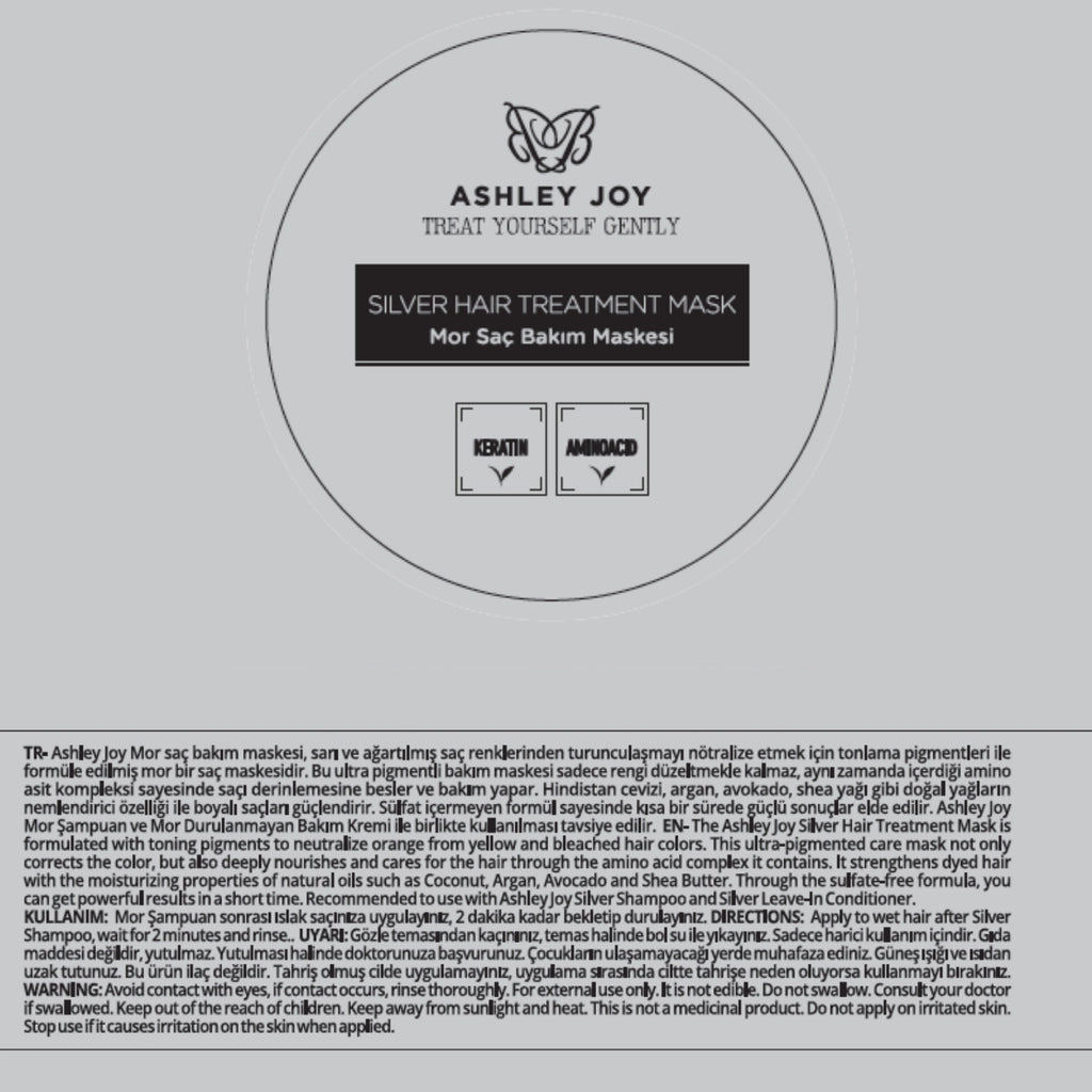 Ashley Joy Purple Hair Care Mask with Anti-Orange Keratin Content for Platinum and Blonde Hair 200 ml