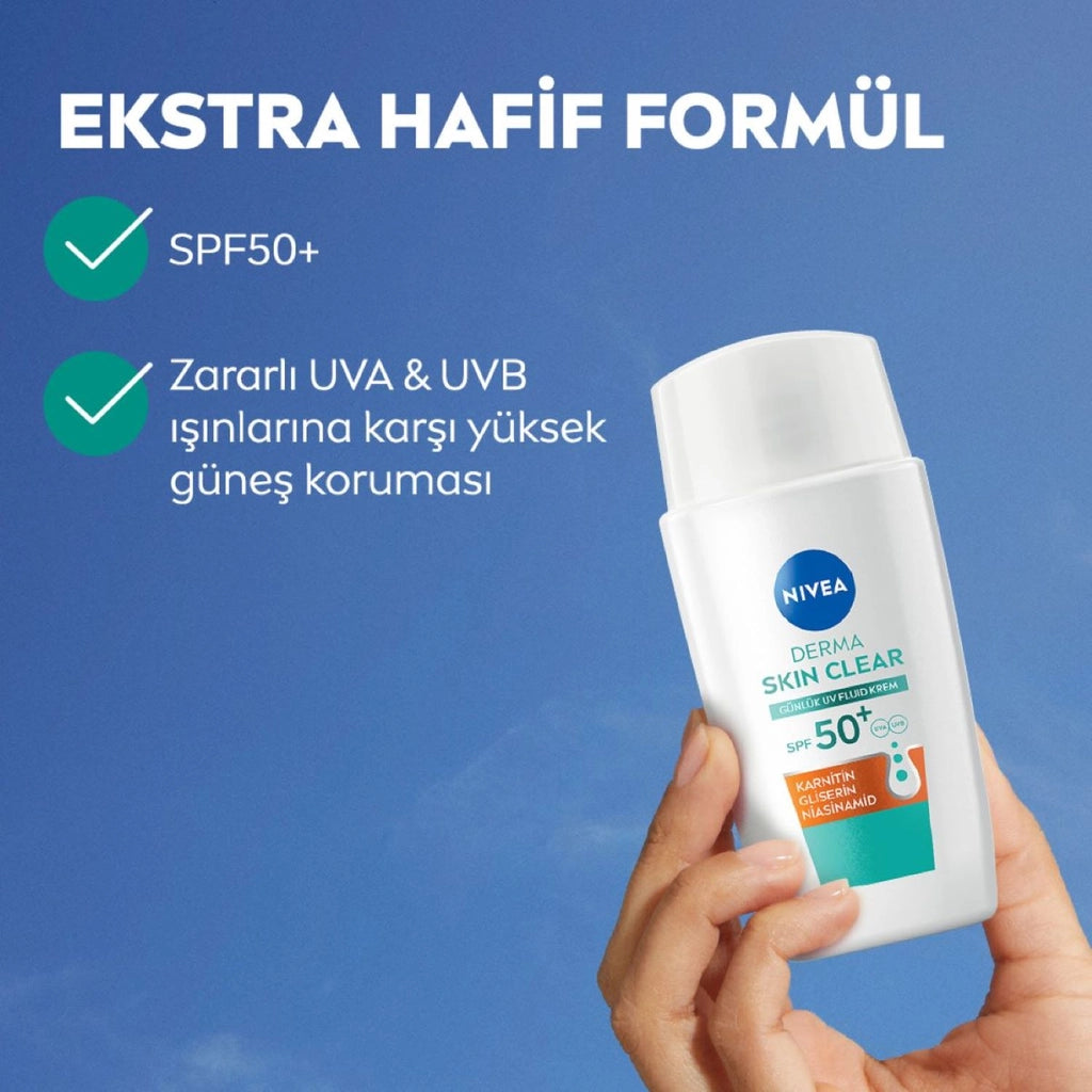 Nivea Derma Skin Clear UV Fluid 50+SPF Anti-Acne Facial Sun Cream 40 ml