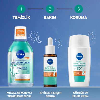 Nivea Derma Skin Clear UV Fluid 50+SPF Anti-Acne Facial Sun Cream 40 ml