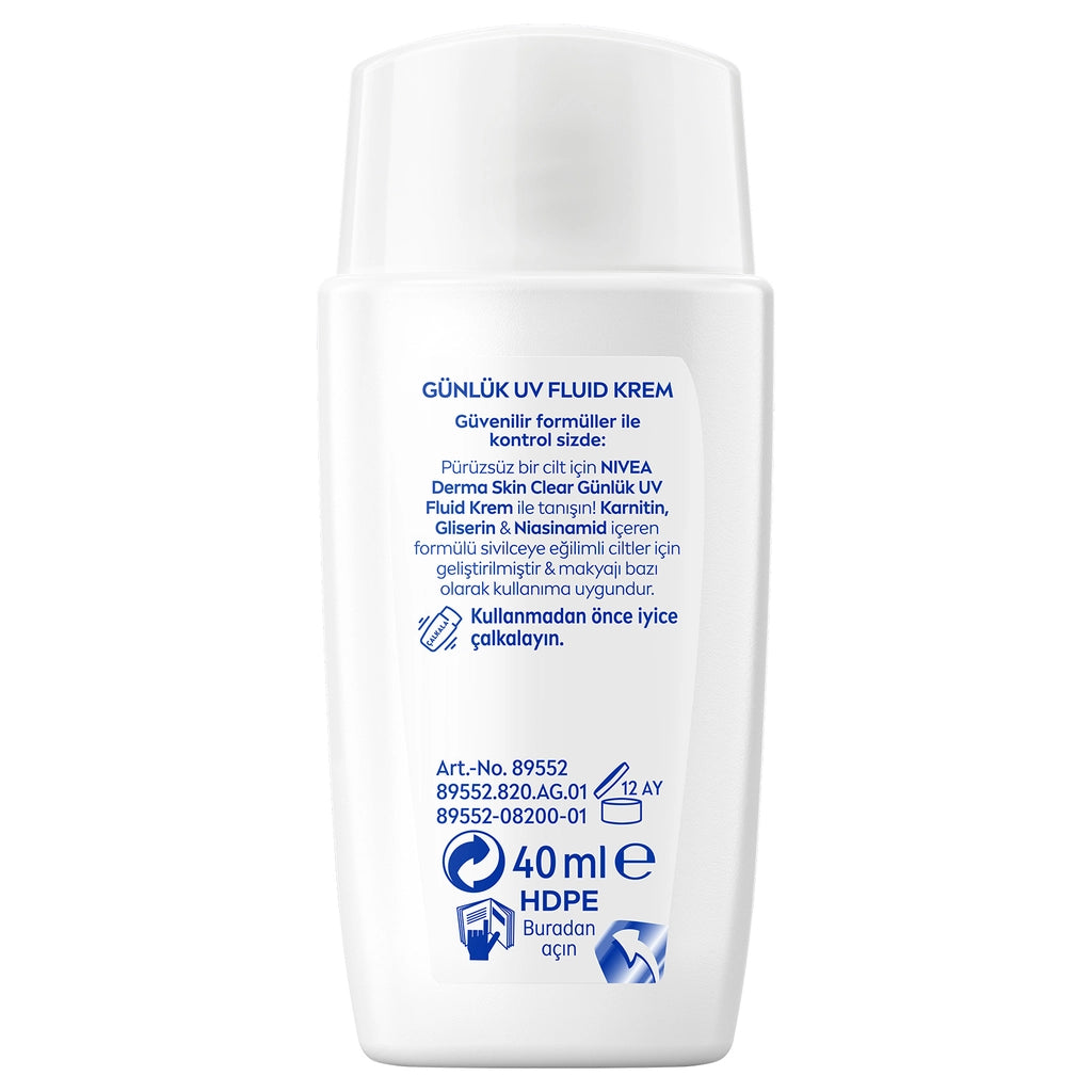 Nivea Derma Skin Clear UV Fluid 50+SPF Anti-Acne Facial Sun Cream 40 ml