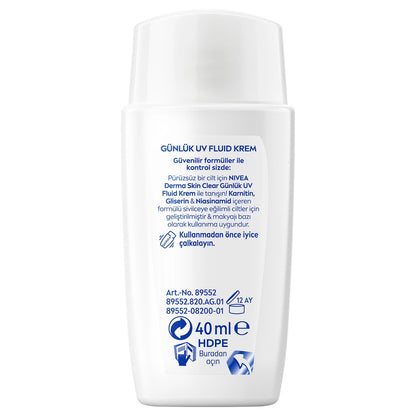 Nivea Derma Skin Clear UV Fluid 50+SPF Anti-Acne Facial Sun Cream 40 ml