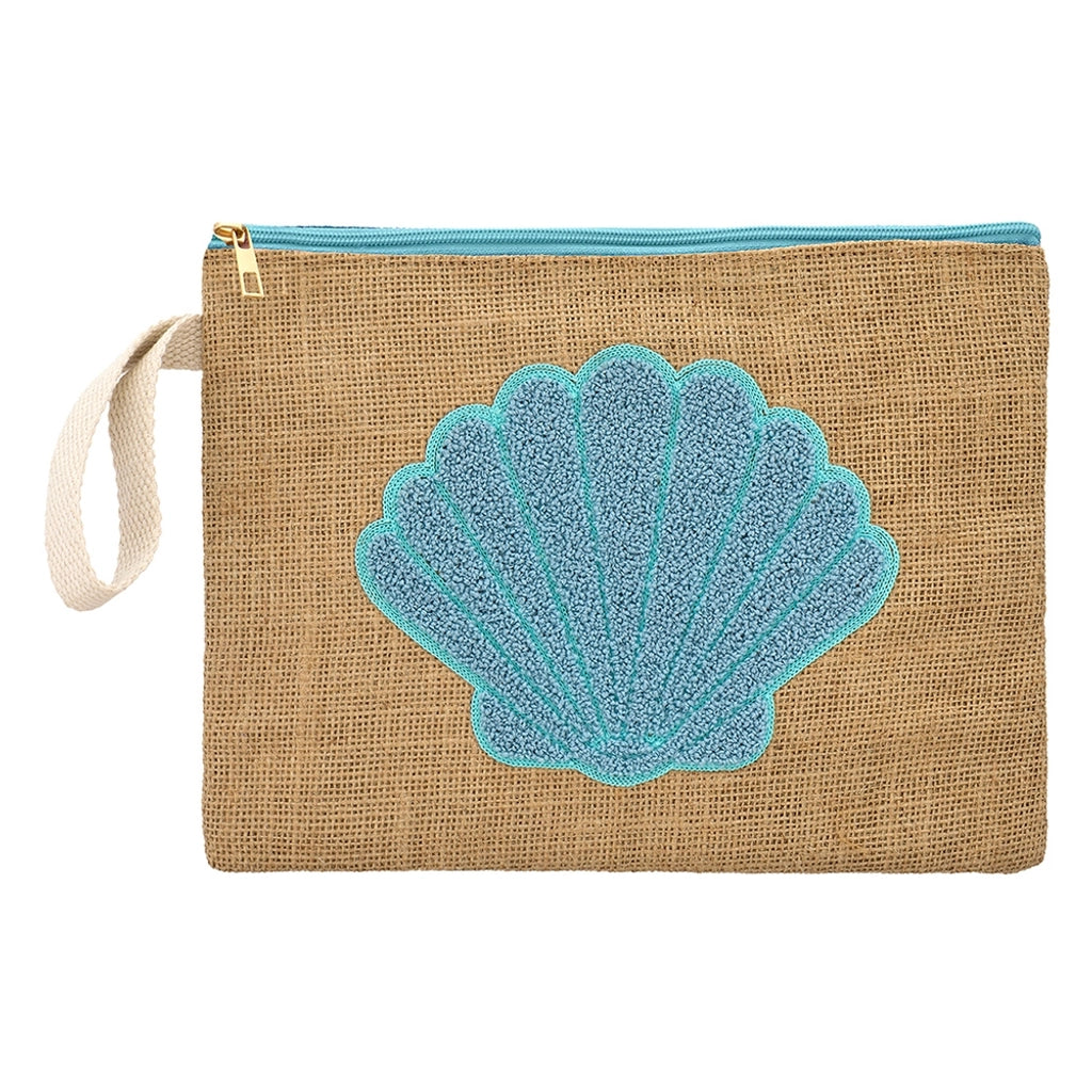 Eklips Seashell Embroidered Jute Clutch Bag