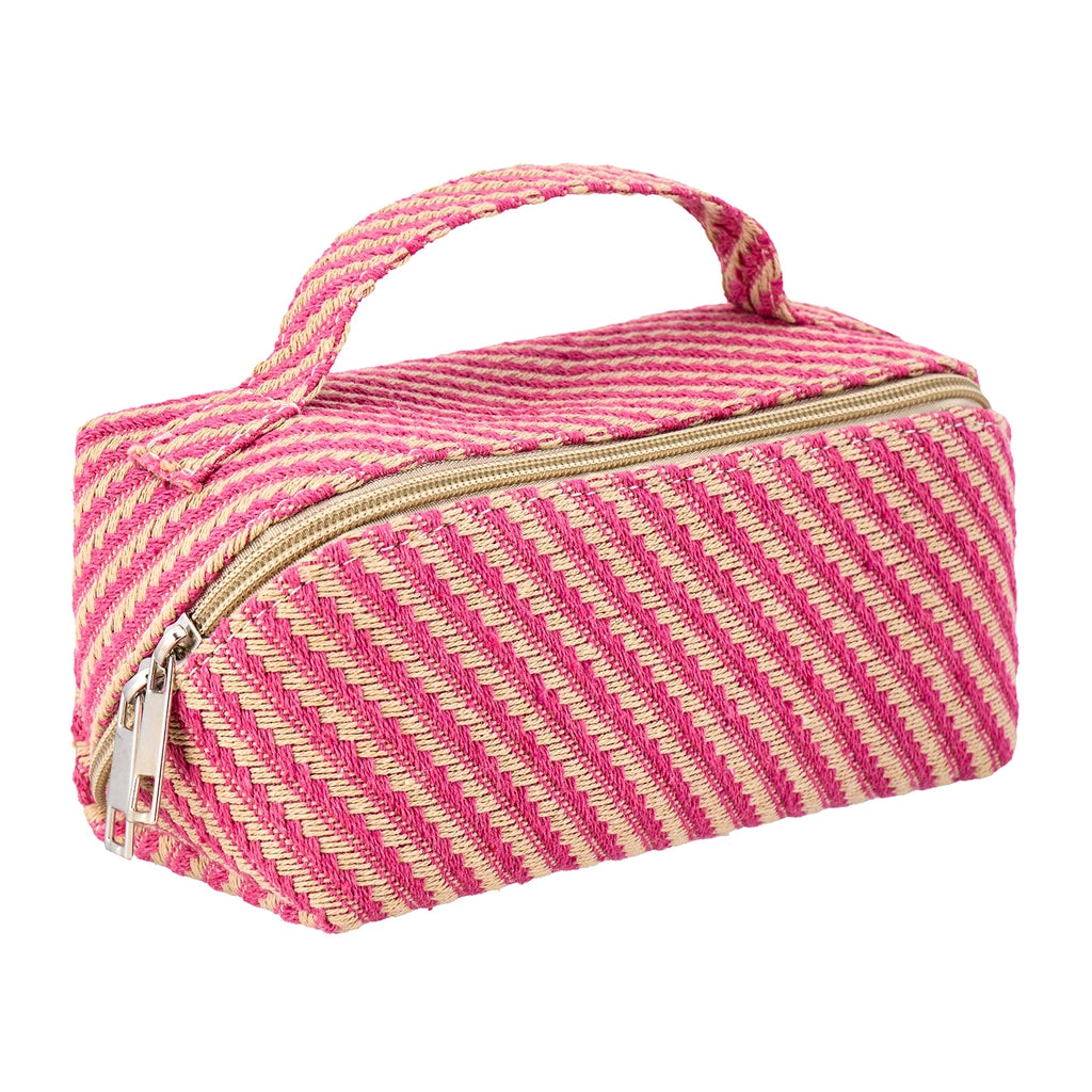 Eklips Pink Striped Box Makeup Bag
