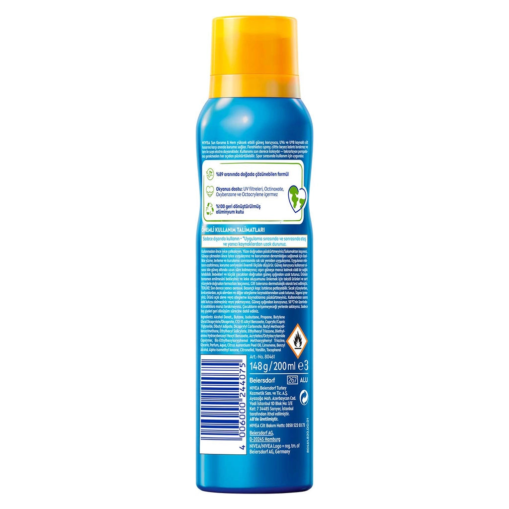 Nivea Sun SPF50 Sunscreen and Refreshing Body Spray 200 ml