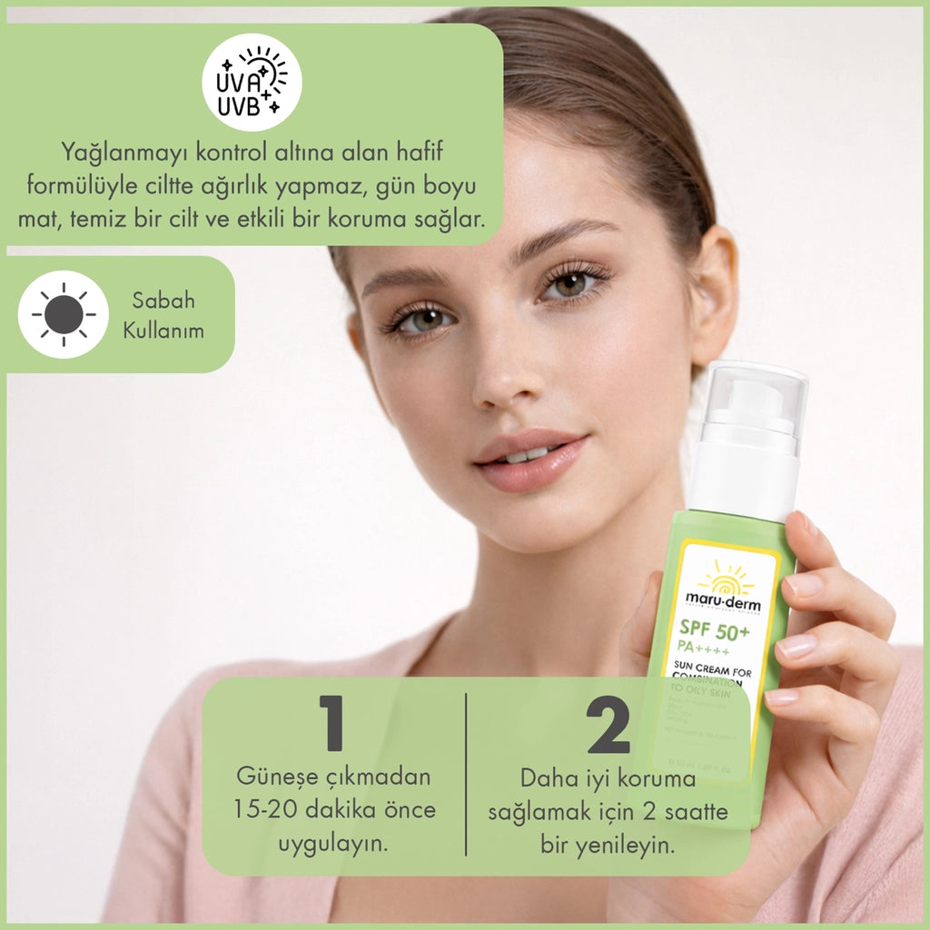 Maruderm 50+SPF Easily Absorbed Facial Sunscreen Special for Combination and Oily Skin 50 ml