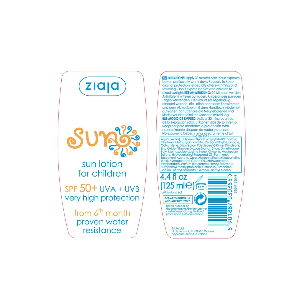 Ziaja 50+SPF Baby &amp; Kids Sun Lotion 125 ml