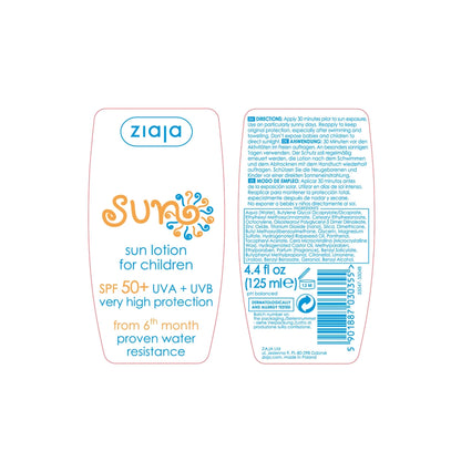 Ziaja 50+SPF Baby &amp; Kids Sun Lotion 125 ml