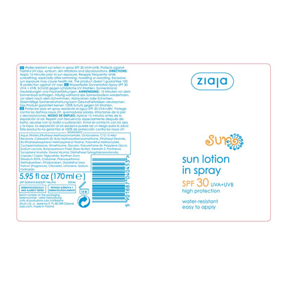 Ziaja 30SPF Sun Lotion Spray 170 ml