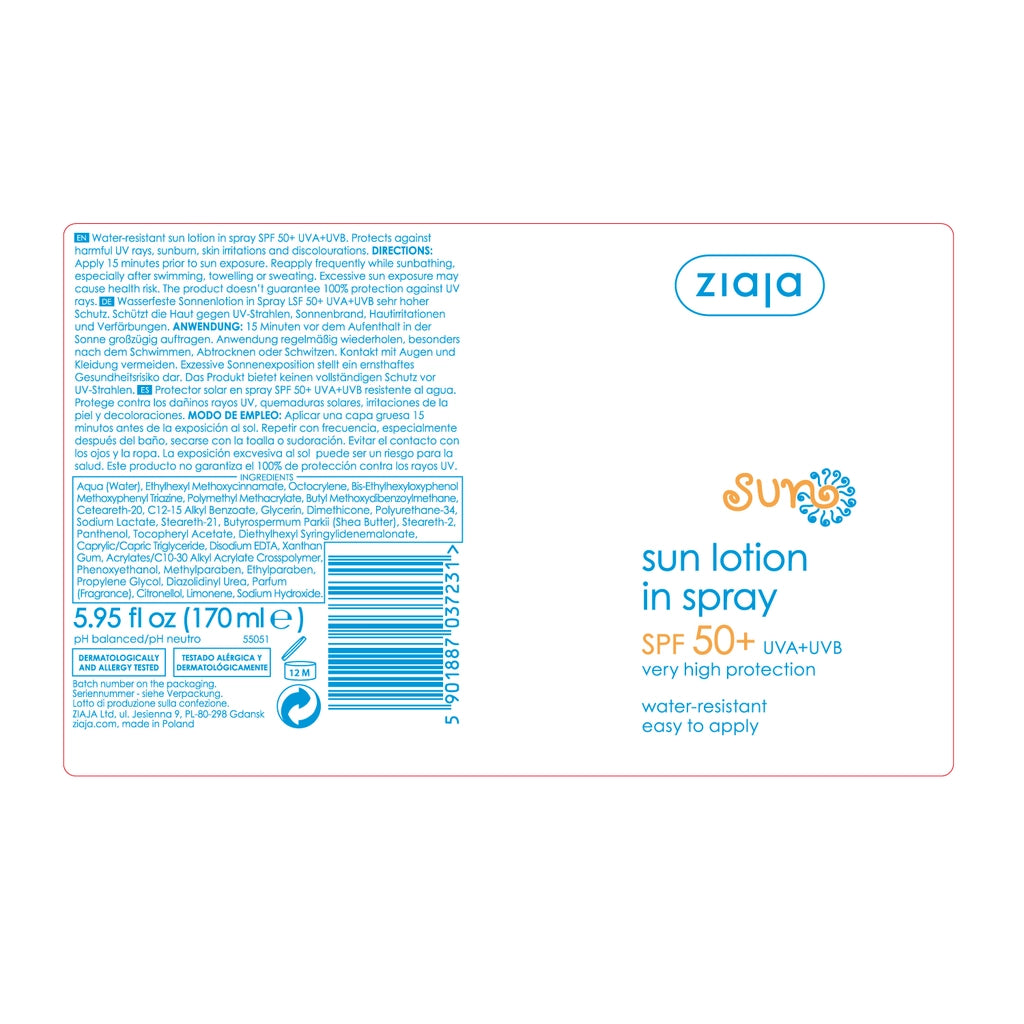 Ziaja 50+SPF Sun Body Oil Spray 170 ml